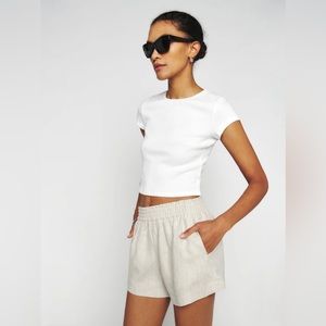 Reformation mila linen short in oatmeal